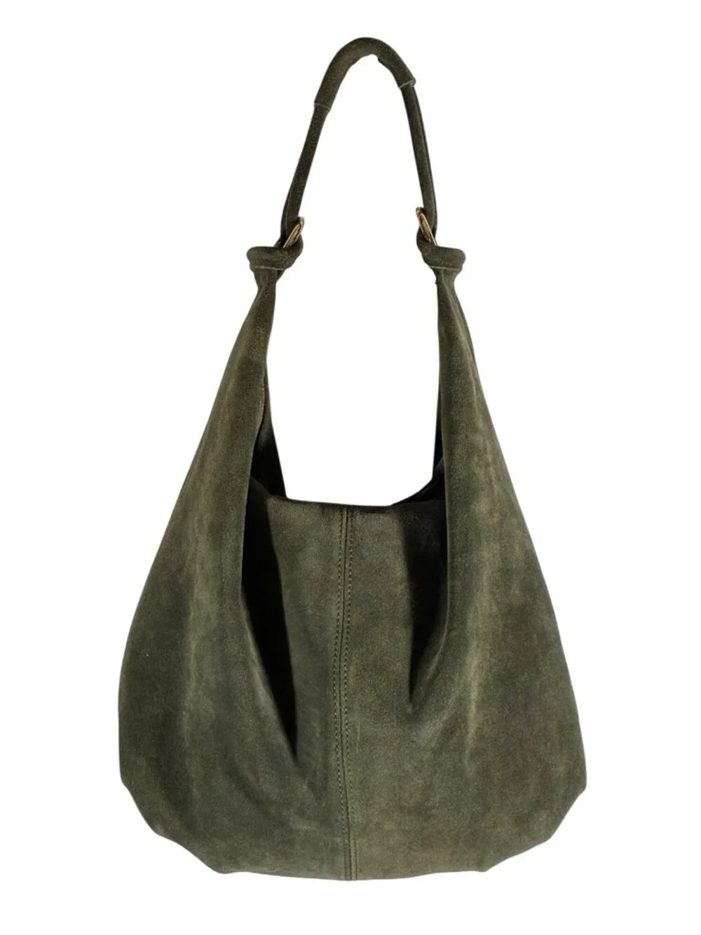 Marlon Forest Green Suede Hobo Shoulder Bag Genuine Leather Made In Italy luxury